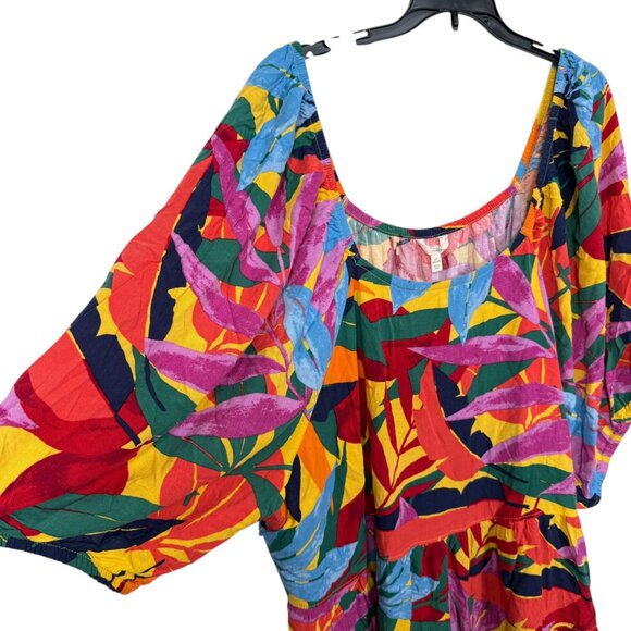 Terra & Sky Top Blouse Womens 4X Floral Multicolor Colorful Babydoll Tiered Boho - Picture 6 of 8